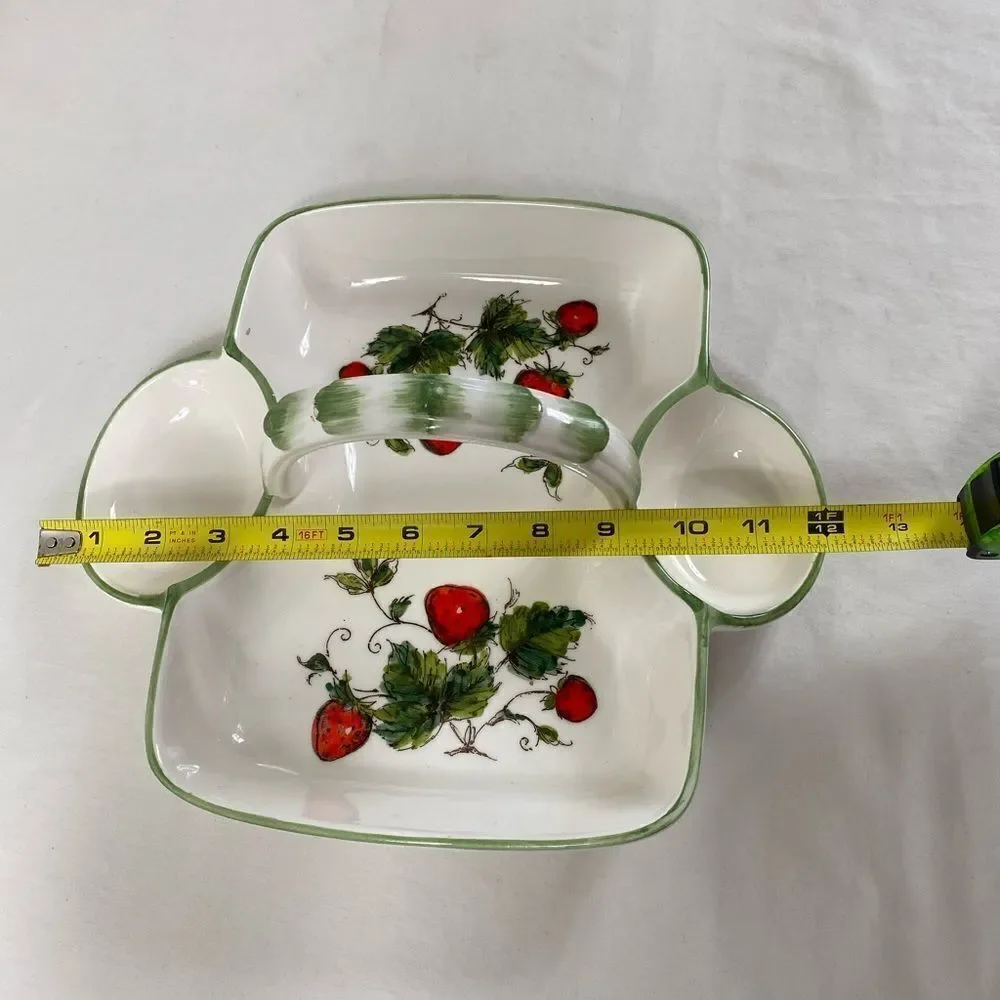 Vtg Hand Painted Strawberry platter by Les Fraises by Shafford